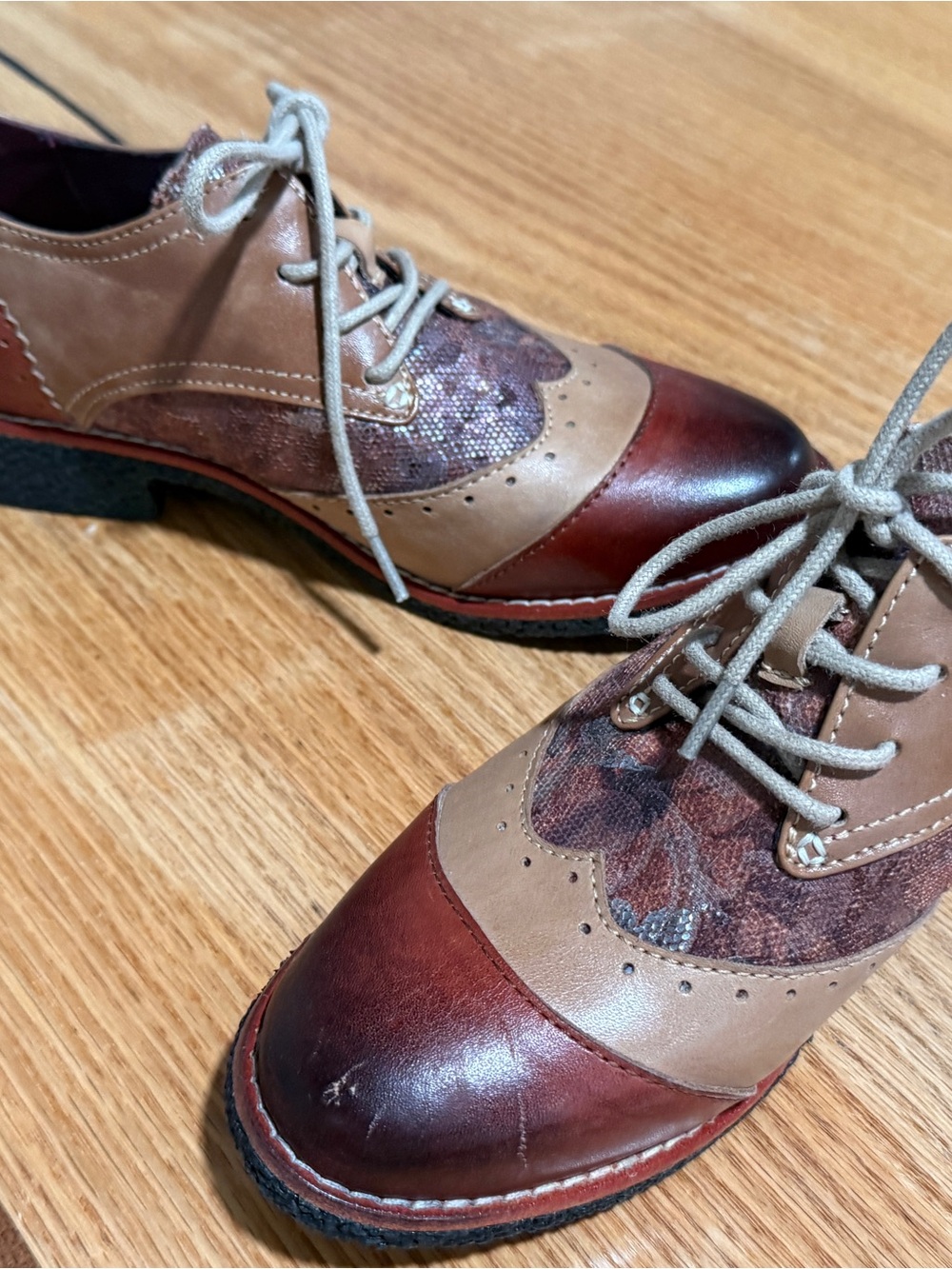 L’Artiste Spring Step Bargiasti Two-Tone Brown Leather Brogue Oxfords